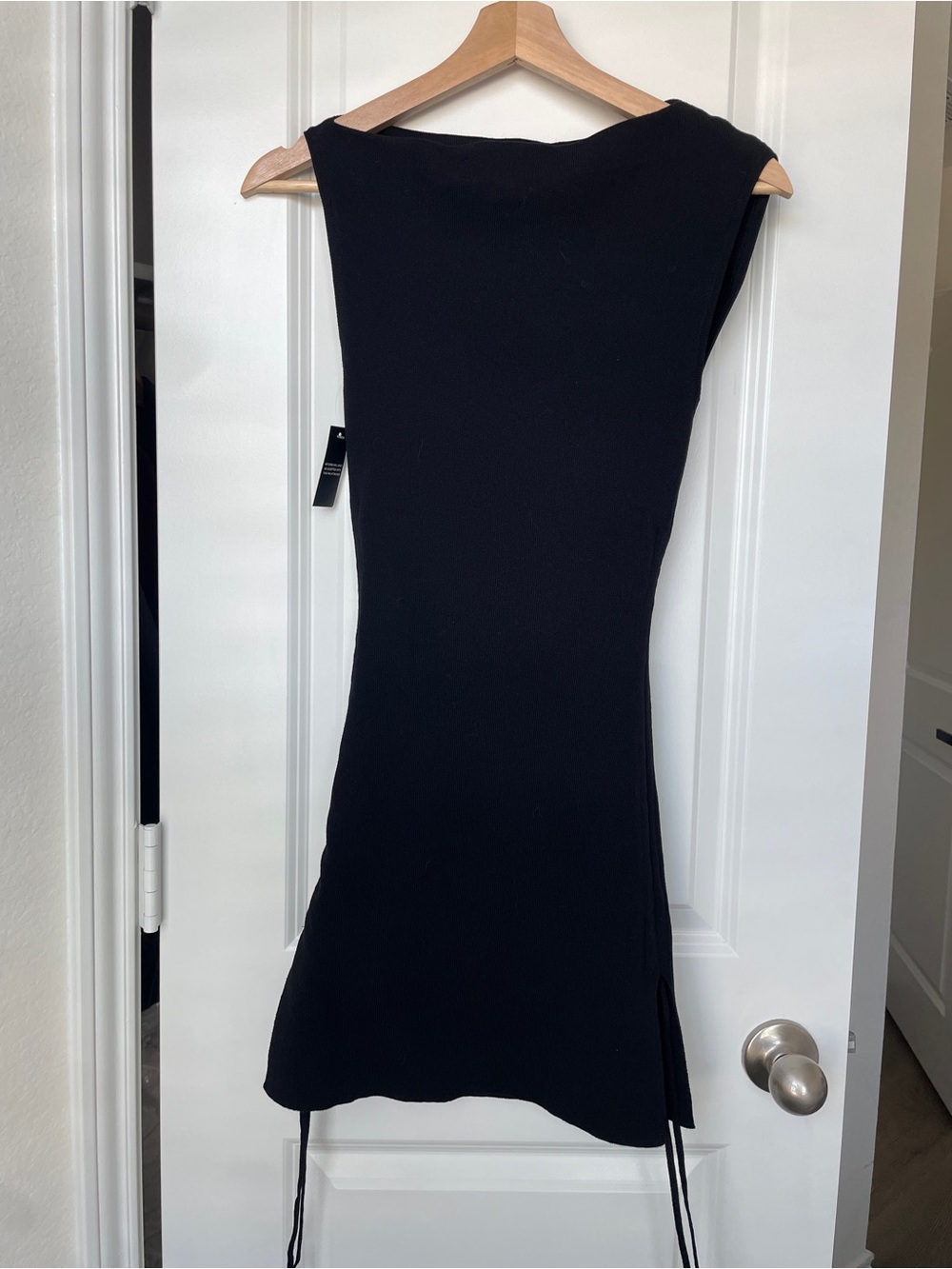 Lioness XS Black Sleeveless Mini Dress Side Slit Lace String Bodycon Small New